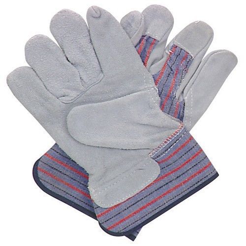 Split leather work gloves with cotton back 5 pairs large for sale