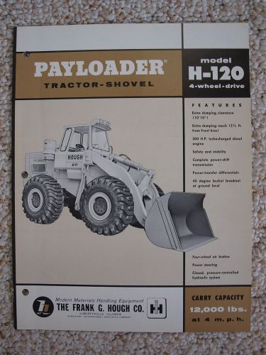 Hough h-120 payloader front end loader brochure &#039;59 original vintage mint 8 pg. for sale