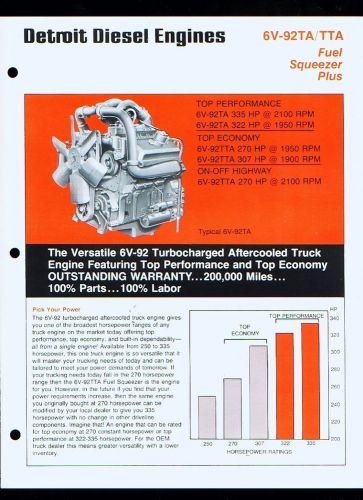 1979 Detroit Diesel Engines 6V-92TA 4-page sales promotional booklet