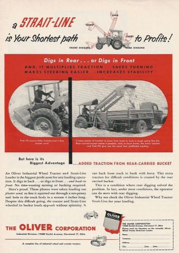 1952 Oliver Industrial Tractors ad, with Strait-Line Loader