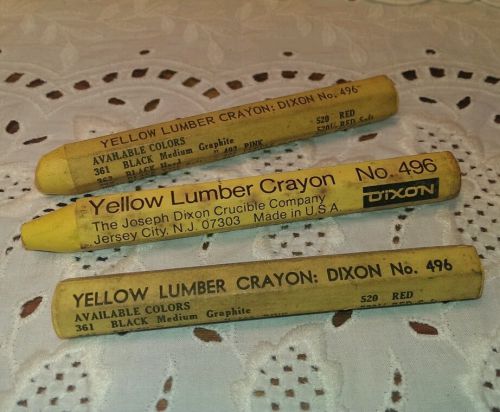 VINTAGE  Yellow Lumber Crayon Dixon #496 lot of 3