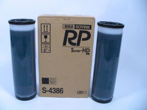 BOX 2 TUBES GENUINE RISOGRAPH RISO S-4386 SOYINK SUPER HD BLACK DUPLICATOR INK
