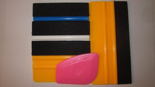 (4) PACK 4&#034; AND 6&#034; FELT EDGE Squeegees/ FREE Chizlers Vinyl,Wrap,Film,3m,Auto,Y