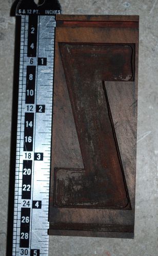 Vintage / Antique Letterpress Wood Printer&#039;s Type Reverse Initial letter Z