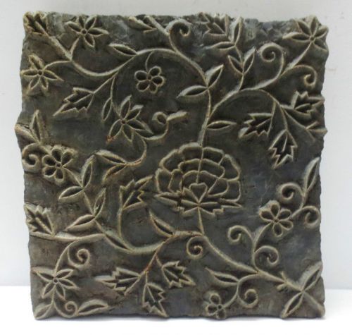 LARGE ANTIQUE WOODEN HAND CARVED TEXTILE PRINTING ON FABRIC BLOCK STAMP CARVING