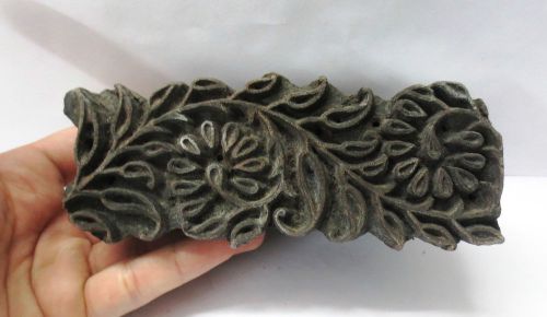 VINTAGE WOODEN HAND CARVED TEXTILE PRINTING FABRIC BLOCK STAMP BORDER PRINT