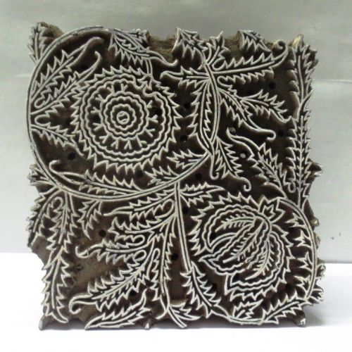 INDIAN WOODEN HAND CARVED TEXTILE PRINTING ON FABRIC BLOCK STAMP UNIQUE CARVING