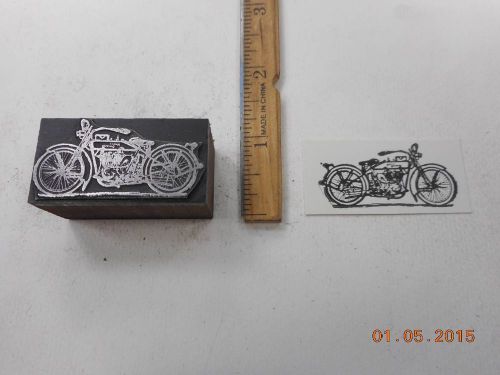 Letterpress Printing Printers Block, Old Fashion Harley Davidson Motorcycle