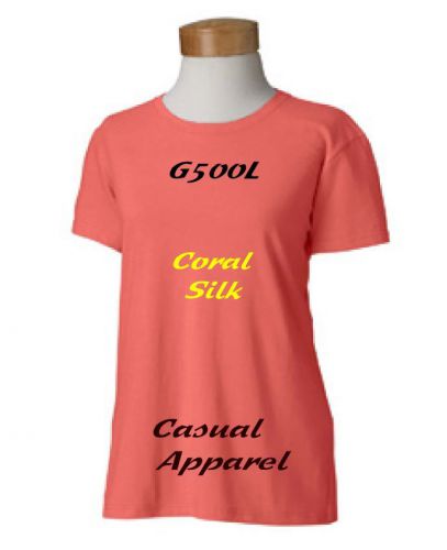 Size 3XL Coral Silk G500L Heavy cotton  Missy Fit T-shirts  5000L 500L G5000L