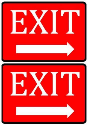 2 - Exit Signs With Right Arrows Red Black &amp; White Durable Vinyl Business Plaque
