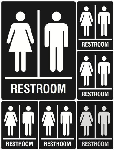 Black Unisex Bathroom Sign Men Or Women Restroom Boys Girls Room Industrial 6 Pk