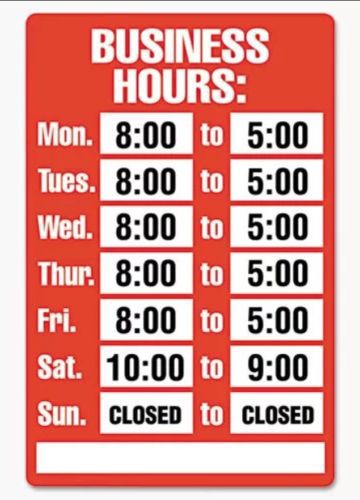 Brand New COSCO Business Hours Sign Kit, 15 x 19, Red - COS098072