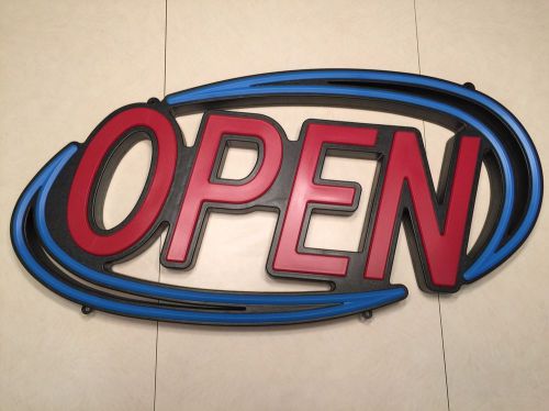 NEON SIGN OPEN RED LTRS W/ BLUE  GRAPHIC