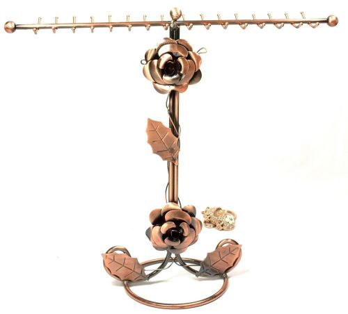 Copper Rose Necklace Stand ~Holder~Organizer Jewelry Display