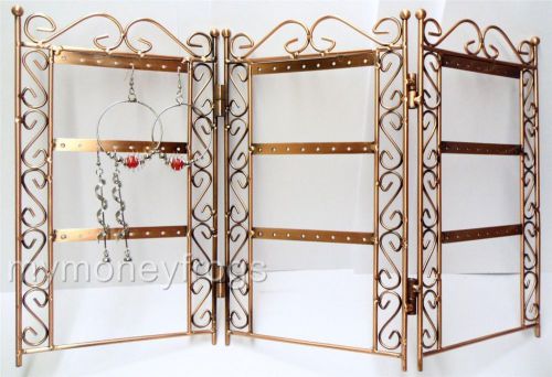 Copper Metal Earring Desk Table Top Jewelry Organizer Holder Stand Display NICE!