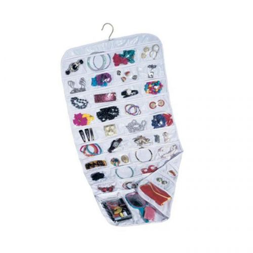 72 pocket hanging jewelry bracelet ring holder organiser support closet bag pad for sale