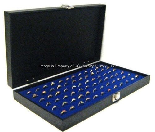 12 Wholesale Solid Top Lid Blue 72 Ring Display Portable Storage Boxes Cases