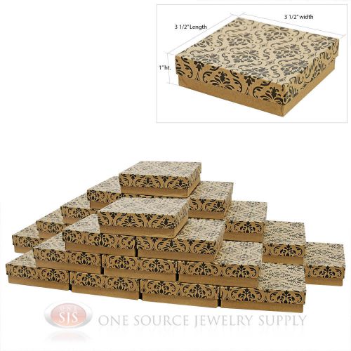 25 damask print cotton filled jewelry gift boxes 3 1/2&#034; x 3 1/2&#034; bracelet box for sale