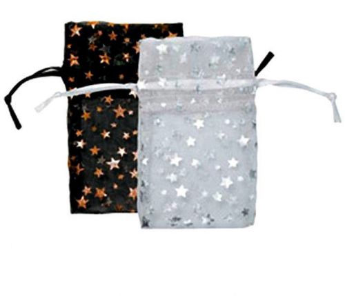 Organza Gift Bags, Assorted, Black &amp; White Bags W/ Stars 2 3/4&#034; x 3&#034;, 120 Pack