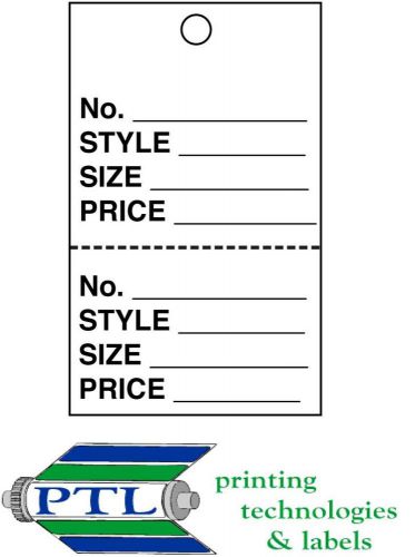 300 2 5/8&#034; x 1 3/4&#034; Price Tags w/o String 2 Part Perf.25 FREE PRICING LABELS W O