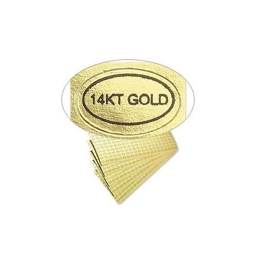 1000 Peel Off Adhesive LABELS ~ Oval 1/2&#034; x 5/16&#034;  Marked &#034;14KT Gold&#034;  14 kt tag