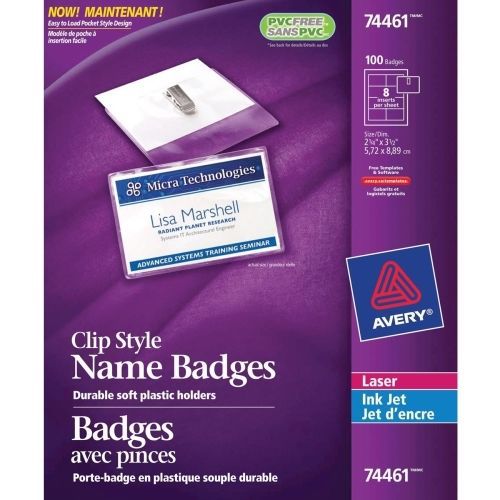 Avery clip-style name badges - 100 / box - 2.5&#034;x3.5&#034; for sale