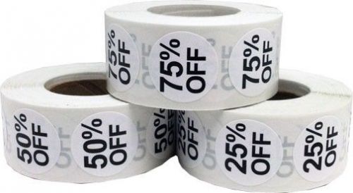 Retail Stickers - % Percent Off Labels for Sales - 3 Rolls/Price points
