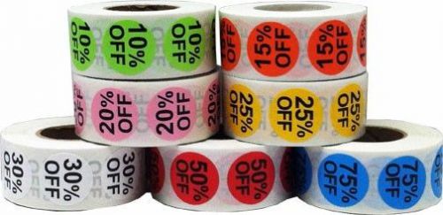 Retail stickers - % percent off labels for sales - 7 rolls/price points for sale