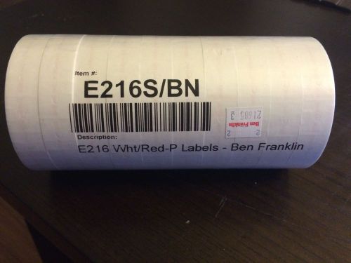 White Labels for Dennison Sato 216 10 Rolls Ben Franklin