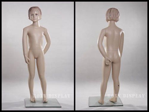 Child fiberglass with molded hair mannequin dress form display #mz-kd6 for sale