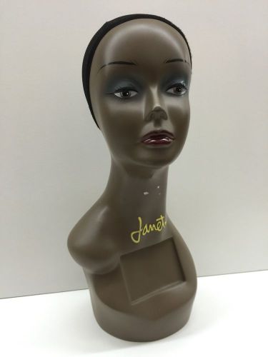 MANNEQUIN HEAD DISPLAY WIG HOLDER PLASTIC PVC 18&#034; TALL Janet #14