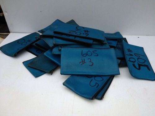USED Zippered Vinyl Royal  Blue Deposit Money Bank Bag Wallet Receipt -CHEAP !