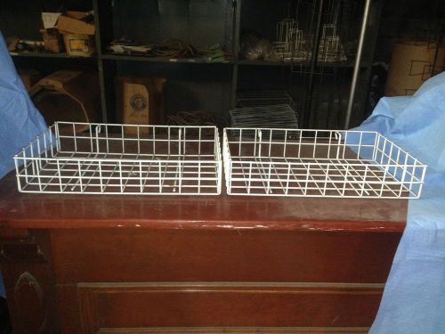 Set of 2 White Wire Baskets for Grid Wall - Display or Storage
