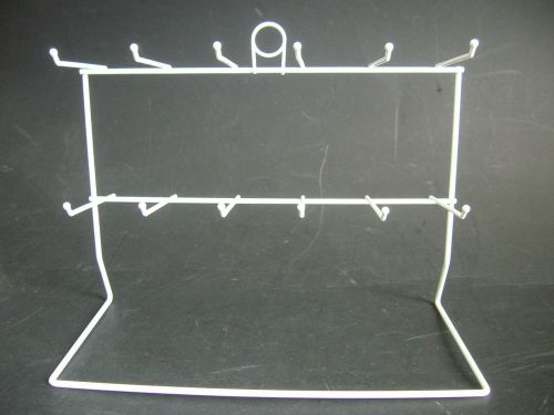 2 tier 12 single peg hook counter display rack for small items white nib for sale