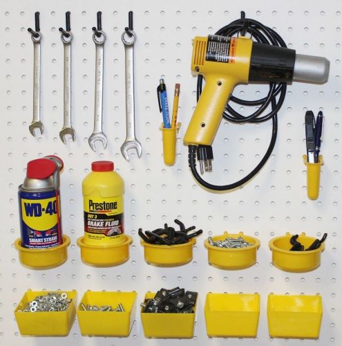 WallPeg Pegboard Kit, Assorted Peg Hooks &amp; Part Bins - Garage Tool Storage EB640