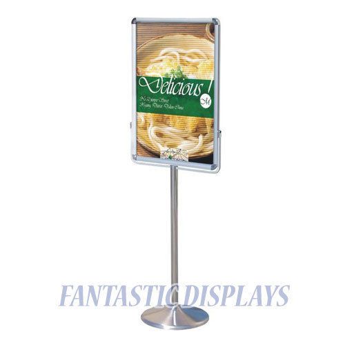 Free Standing Poster Stand Aluminum Frame Polished Silver Street Sidewalk Office