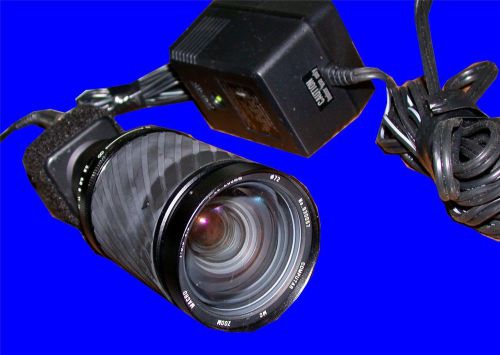 VERY NICE WATEC CCD VIDEO CAMERA WITH COMPUTAR 200 MM LENS AND 12 V POWER SUPPLY