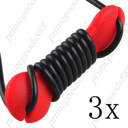 3 x Red Big Dumbbell Shaped Flexible Earphones Cable Cord Wrap Free Shipping