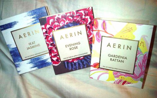 Aerin lot of 3 edp samples - ikat jasmine-evening rose-gardenia rattan + gift! for sale