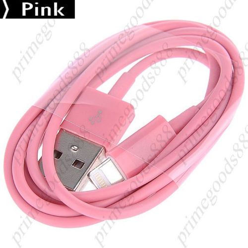 1M USB Male to 8 pin Lightning Round Cable Adapter Apple Free Shipping Pink