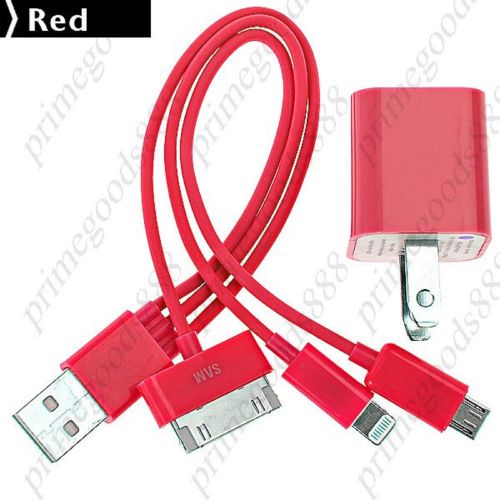4 in 1 usb 2.0 male to 8 pin lightning dock connector micro date cable red for sale
