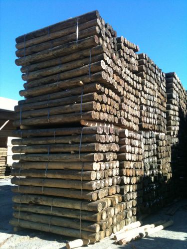 Pressure Treated Yellow Pine 5x8 round corral wood fence posts, post