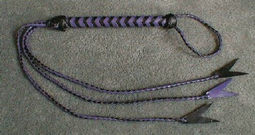 NEW Patent Leather Flogger Whip Black and Purple Viper 3-Tail Cat Horse Trainer