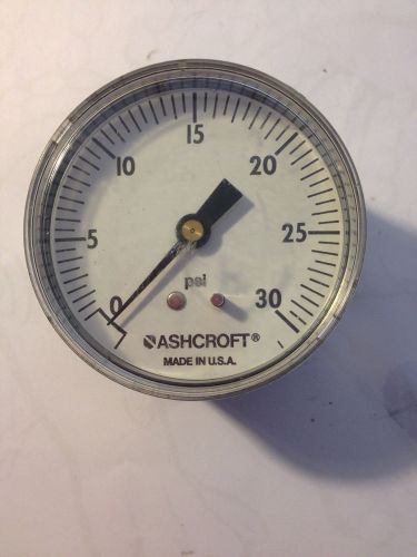 Vintage Pressure Gauge 30 PSI - Ashcroft black Made in the USA