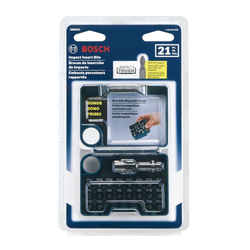 New bosch sbid21 21 piece impact tough screwdriver bit set with accessory case for sale