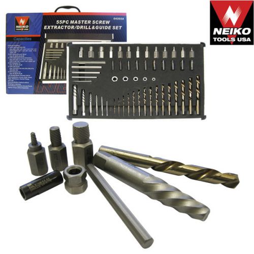 55pc master screw extractor &amp; left hand drill bit &amp; guide set bolt stud removers for sale