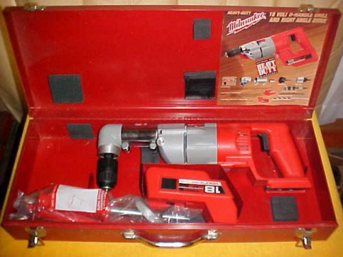 MILWAUKEE TOOLS 18 VOLT POWER PLUS RIGHT ANGLE DRILL W/ CASE &amp; BATTERY