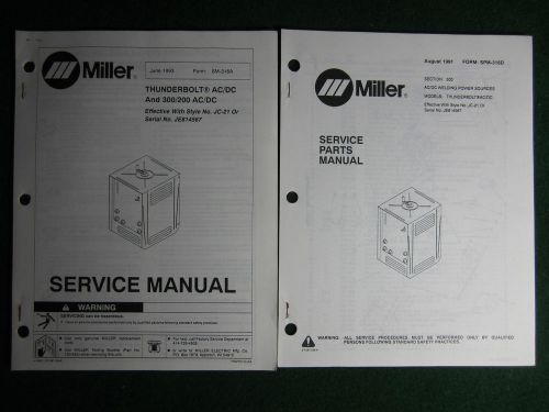 Miller welder thunderbolt ac dc 300 200 service manual parts electrical je814567 for sale