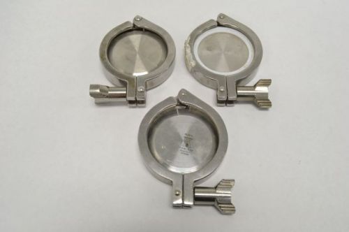 LOT 3 TRI CLOVER 2-3/4IN STAINLESS COMPATIBLE CLAMP WITH 2-1/2IN DISC B225310
