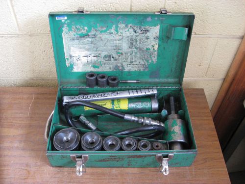 Greenlee 7306 746 767 Hydraulic Ram Pump Driver Knockout Set in Metal Case